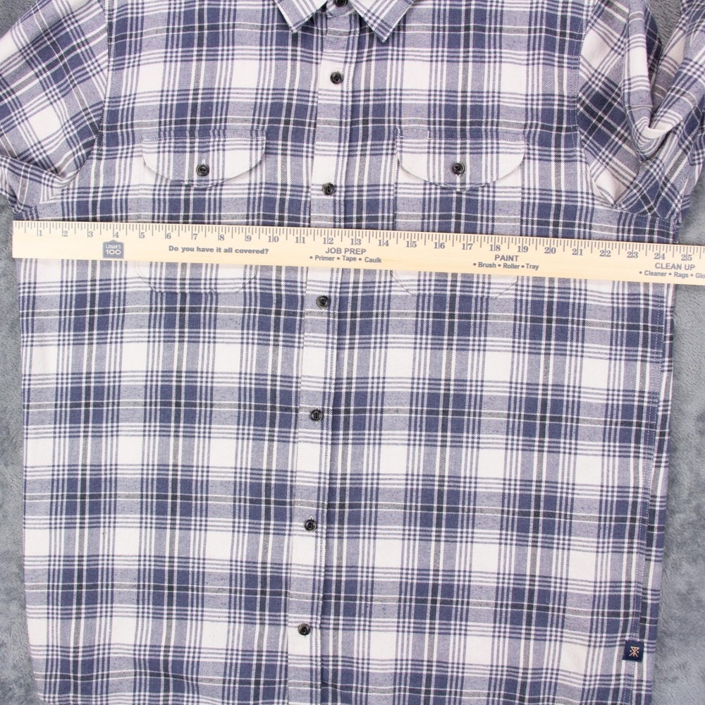 Roark Mens XL‎ Classic Fit Blue White Plaid Flannel Long Sleeve Shirt Cotton - Picture 8 of 15